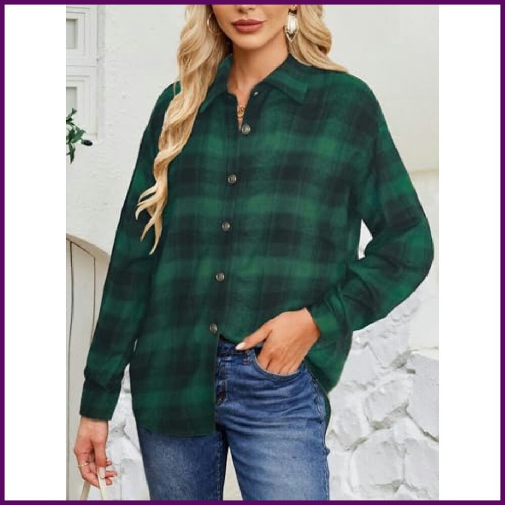 Oversized Flannel Shacket Button Down Long Sleeve… - image 4